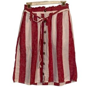 🌹A.N.A. Striped red & White Tie Belt Midi SKIRT